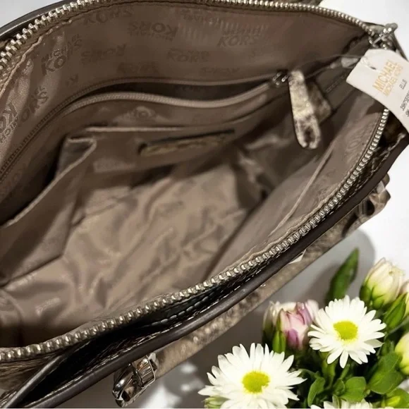 Michael Kors Ellis Studded Python Handbag - Picture 9 of 9